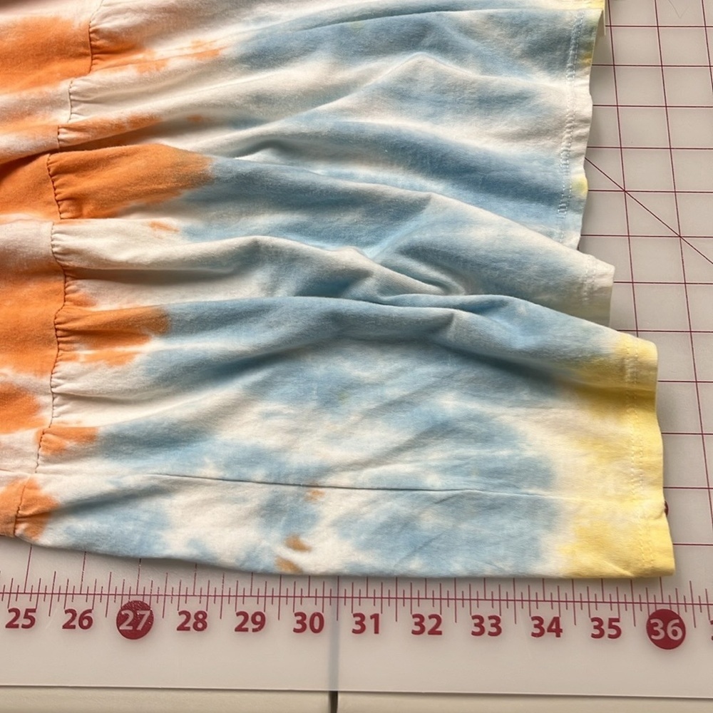 CES FEMME ORGANIC COTTON Boho Beach Tie Dye Tiered Baby Doll Eyelet SLV Dress M - Picture 15 of 15